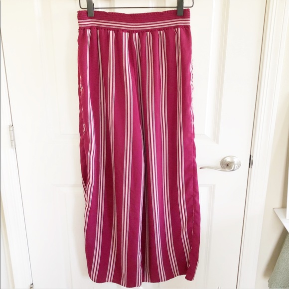 Forever21 wide legged pants maroon striped M - Picture 2 of 11